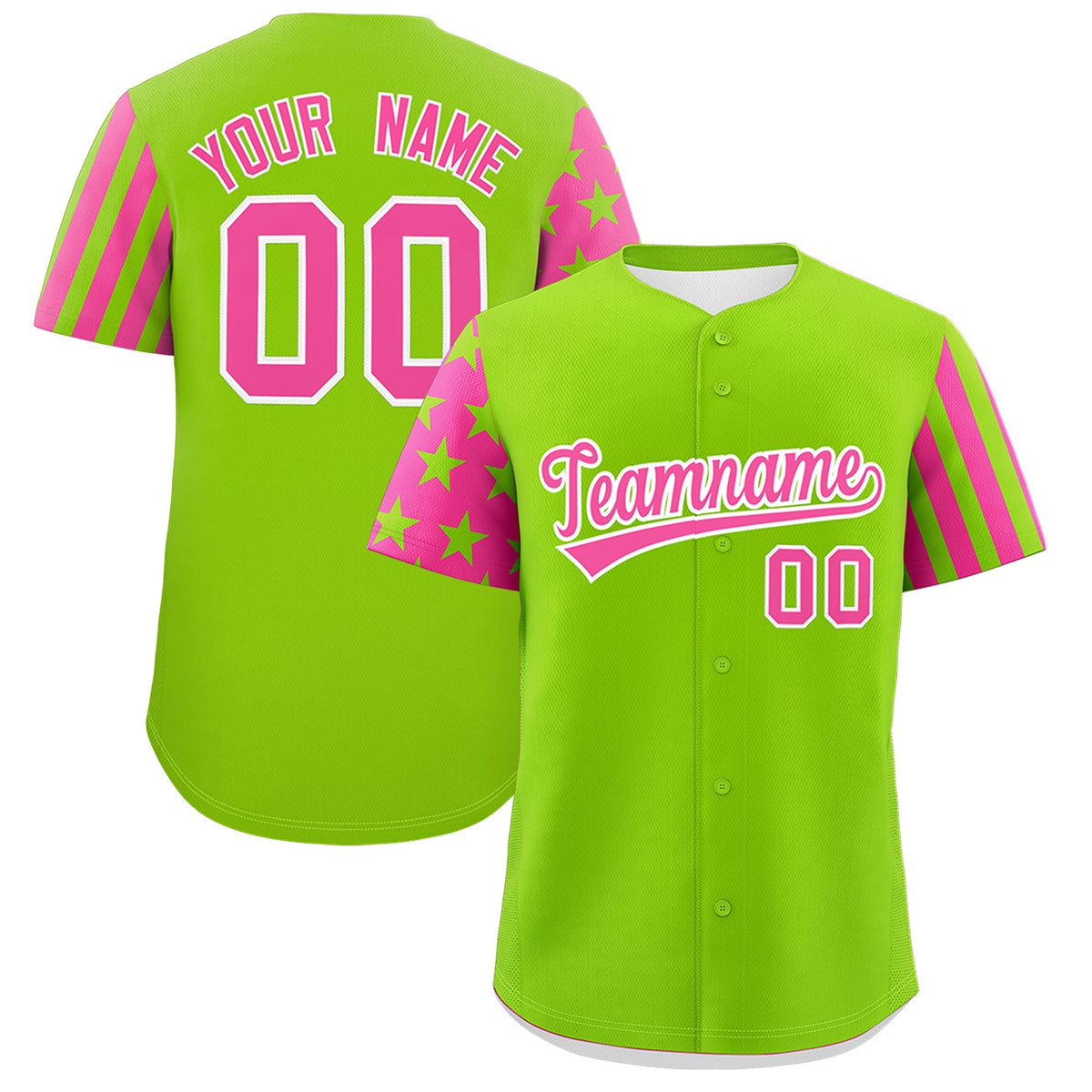 Custom Neon Green Pink American Flag Raglan Sleeves Baseball Jersey| KXKSHOP