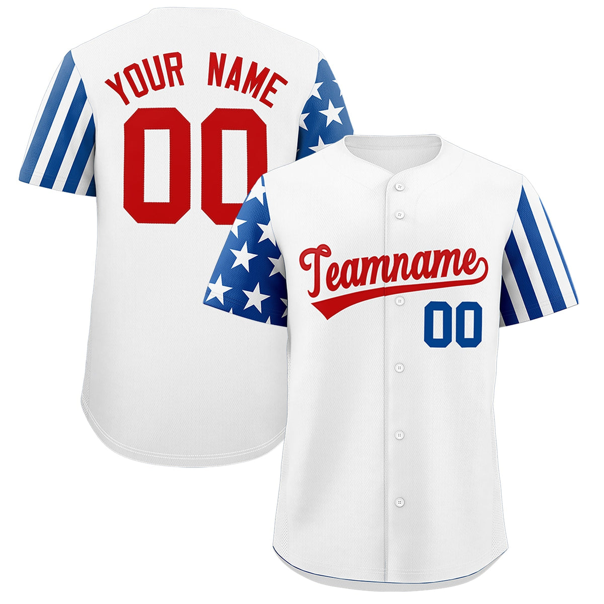 Custom White Royal Blue Red American Flag Raglan Sleeves Baseball Jersey| KXKSHOP