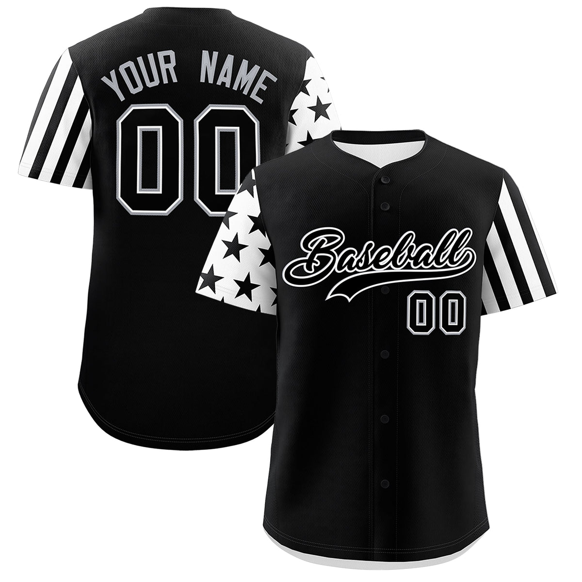 Custom Black White American Flag Raglan Sleeves Baseball Jersey| KXKSHOP