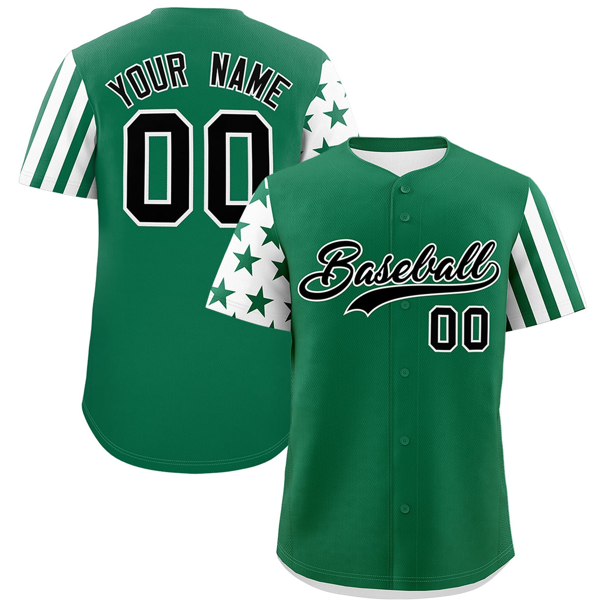 Custom Kelly Green White American Flag Raglan Sleeves Baseball Jersey| KXKSHOP