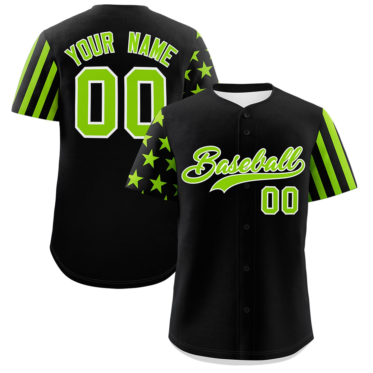 Custom Black Neon Green American Flag Raglan Sleeves Baseball Jersey| KXKSHOP