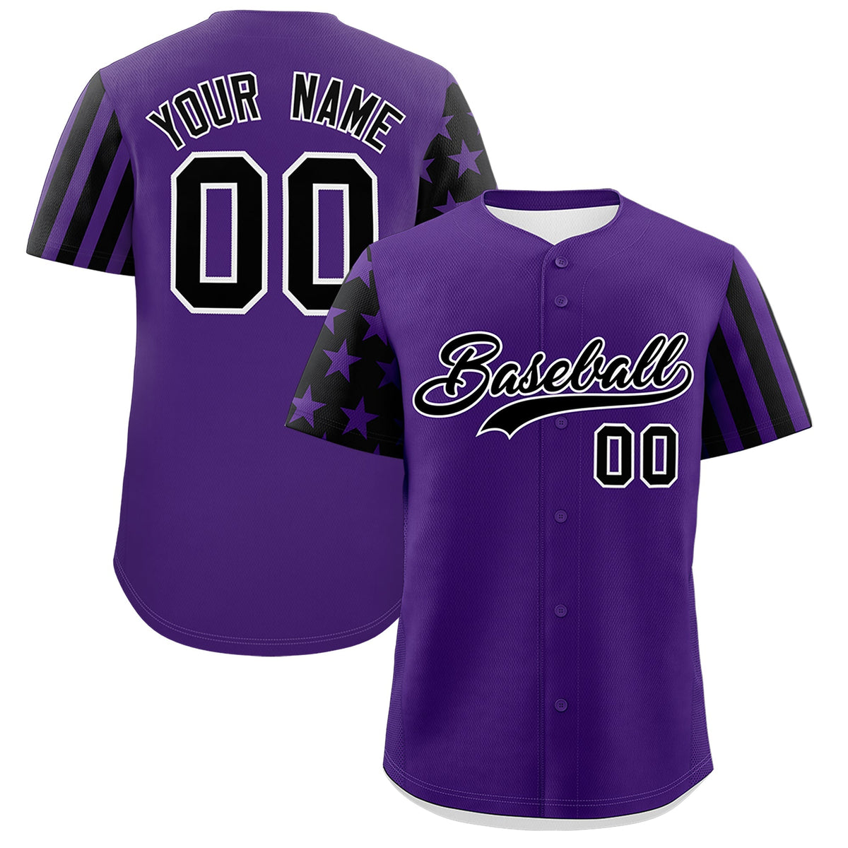 Custom Purple Black American Flag Raglan Sleeves Baseball Jersey| KXKSHOP