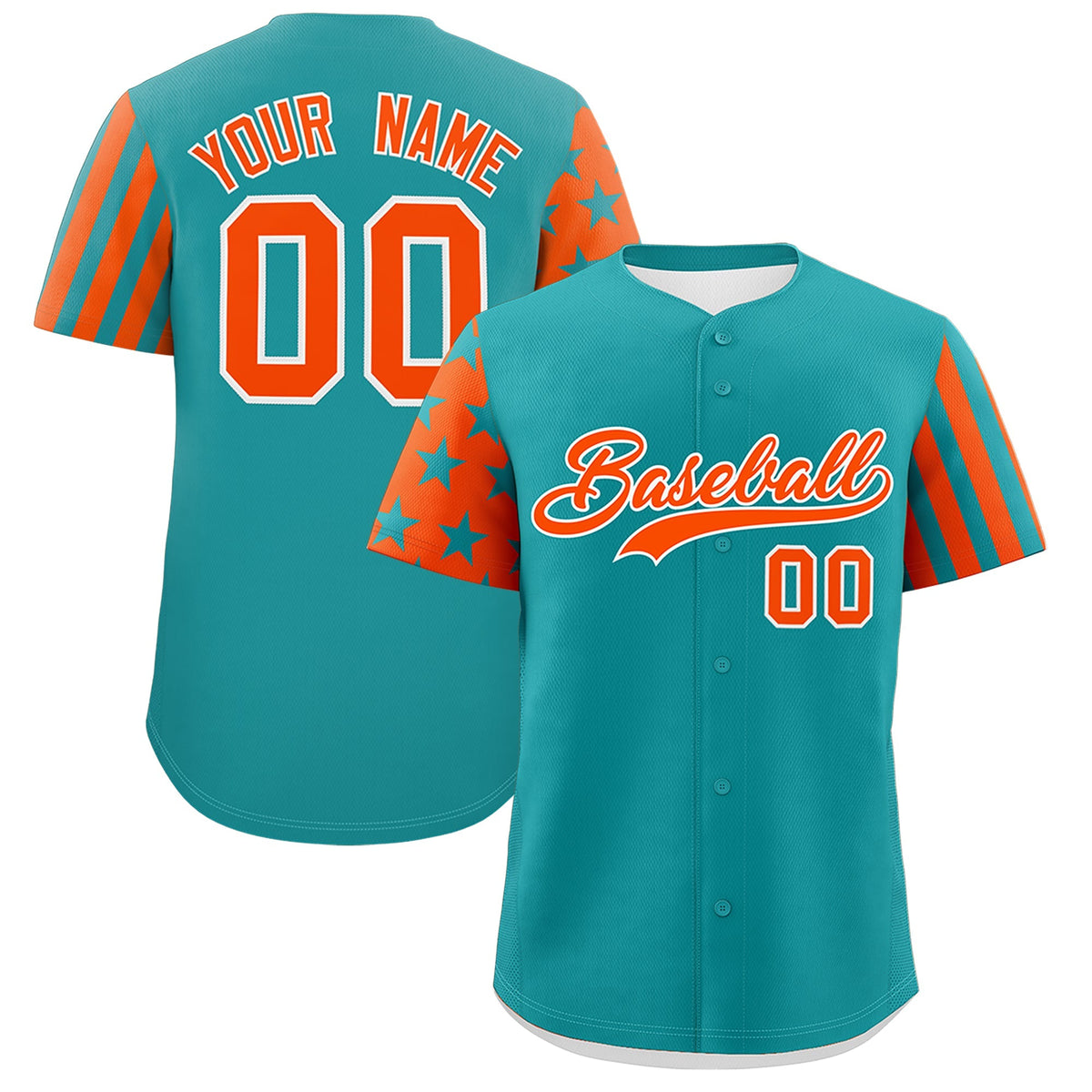 Custom Aqua Orange American Flag Raglan Sleeves Baseball Jersey| KXKSHOP