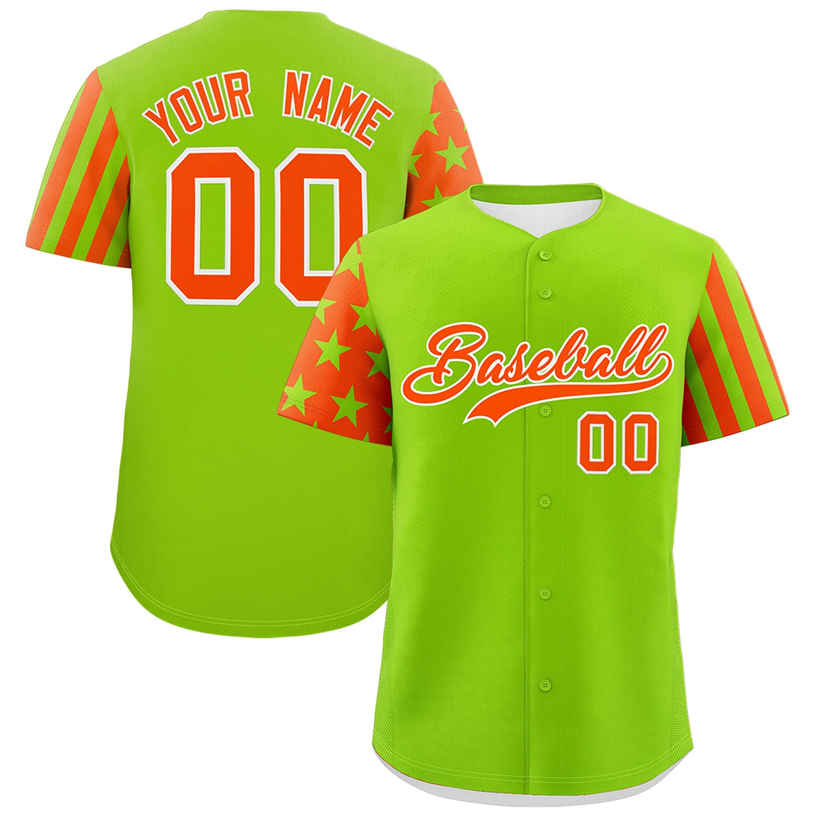 Custom Neon Green Orange American Flag Raglan Sleeves Baseball Jersey| KXKSHOP