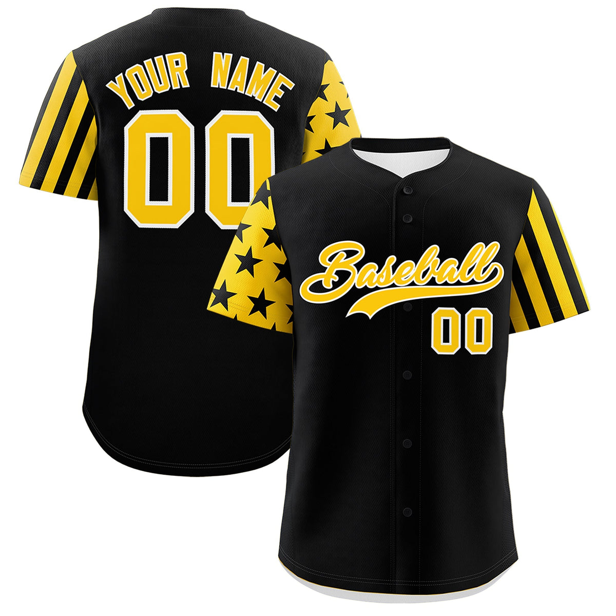 Custom Black Gold American Flag Raglan Sleeves Baseball Jersey| KXKSHOP