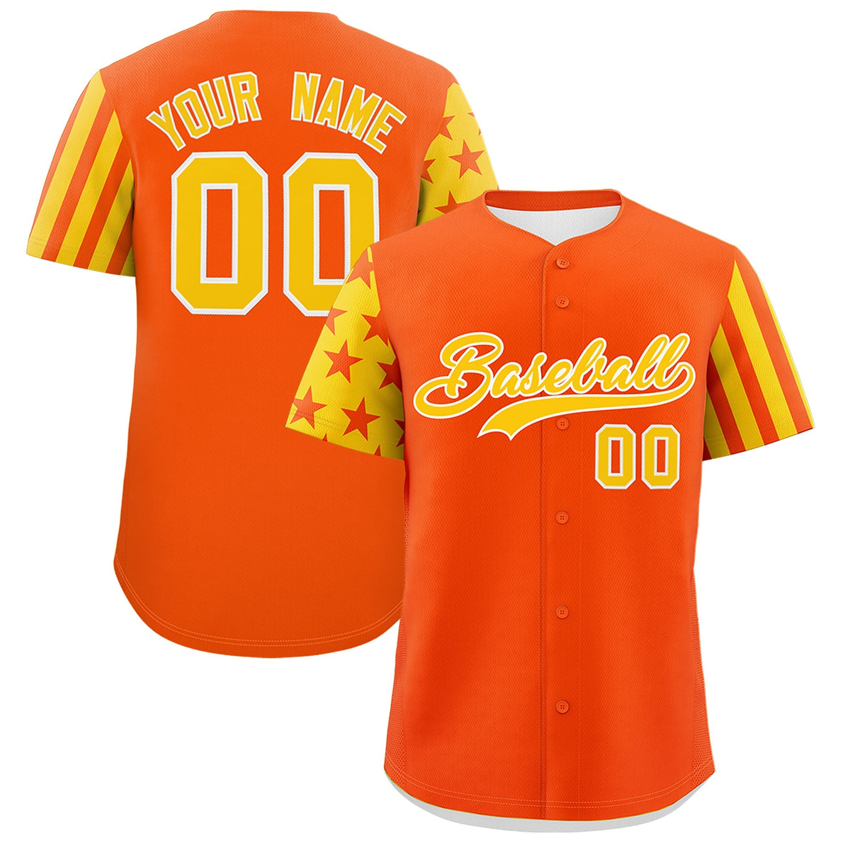 Custom Orange Gold American Flag Raglan Sleeves Baseball Jersey| KXKSHOP