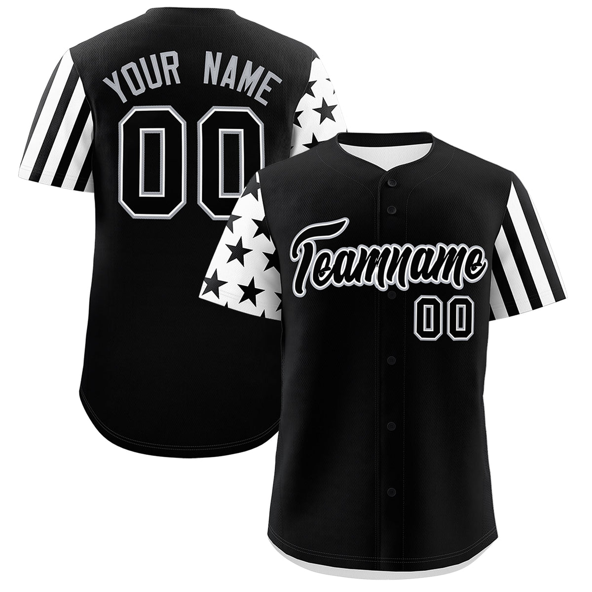 Custom Black White American Flag Raglan Sleeves Baseball Jersey| KXKSHOP
