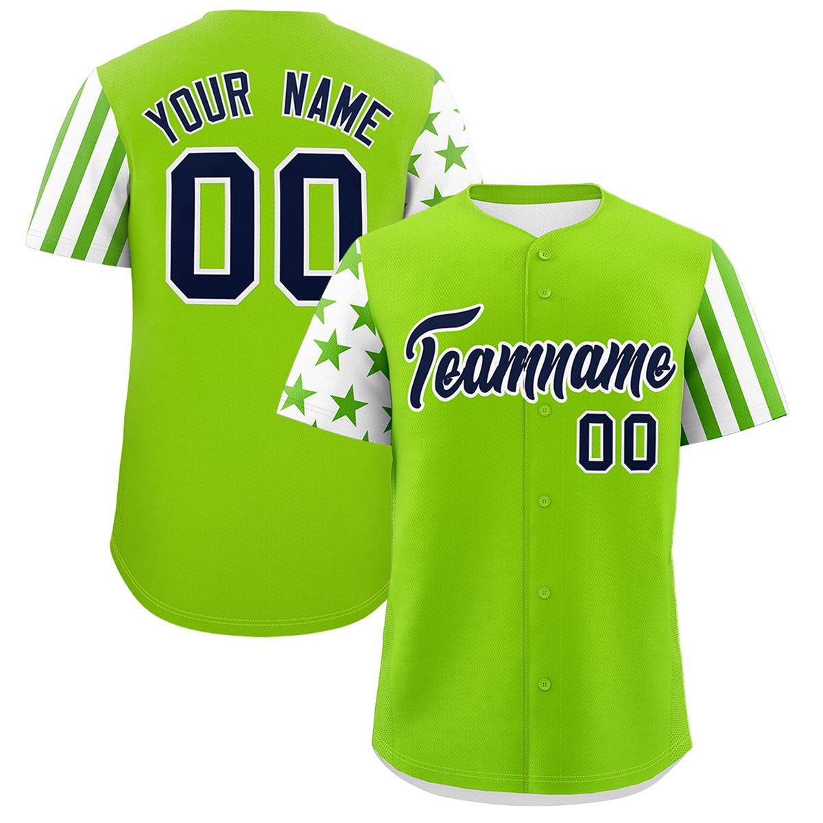 Custom Neon Green White American Flag Raglan Sleeves Baseball Jersey| KXKSHOP