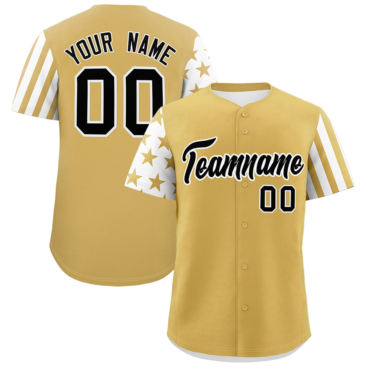 Custom Old Gold White American Flag Raglan Sleeves Baseball Jersey| KXKSHOP