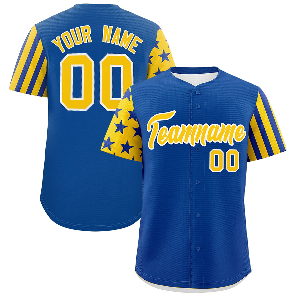 Custom Royal Blue Gold American Flag Raglan Sleeves Baseball Jersey| KXKSHOP