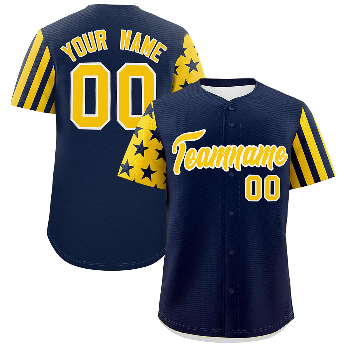 Custom Navy Gold American Flag Raglan Sleeves Baseball Jersey| KXKSHOP
