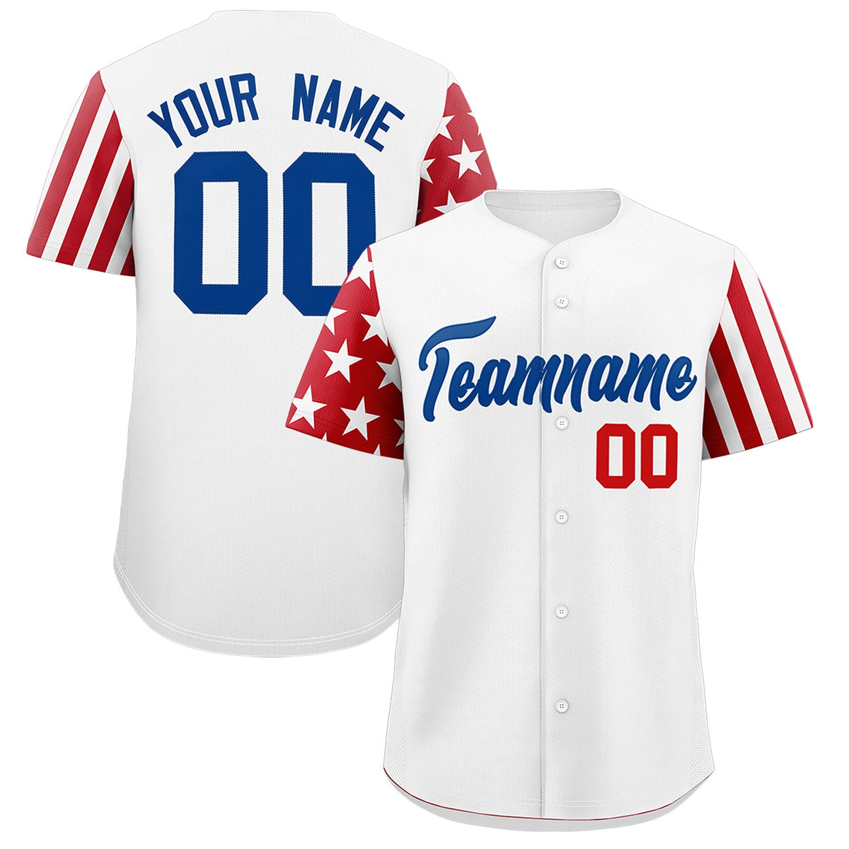 Custom White Red Royal Blue American Flag Raglan Sleeves Baseball Jersey| KXKSHOP