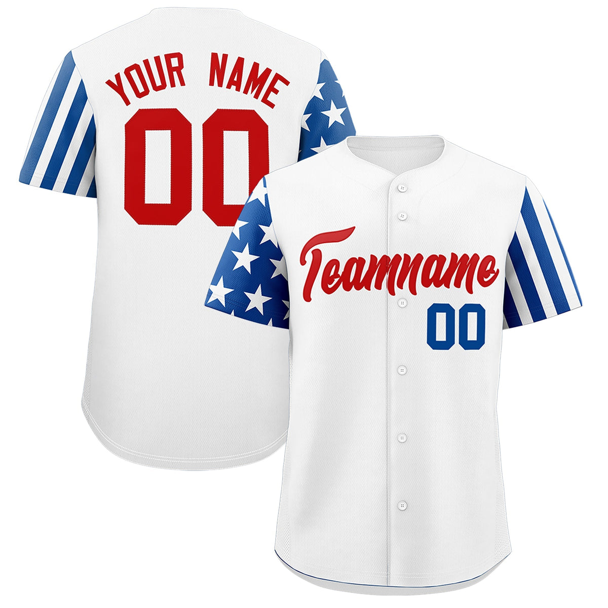 Custom White Royal Blue Red American Flag Raglan Sleeves Baseball Jersey| KXKSHOP