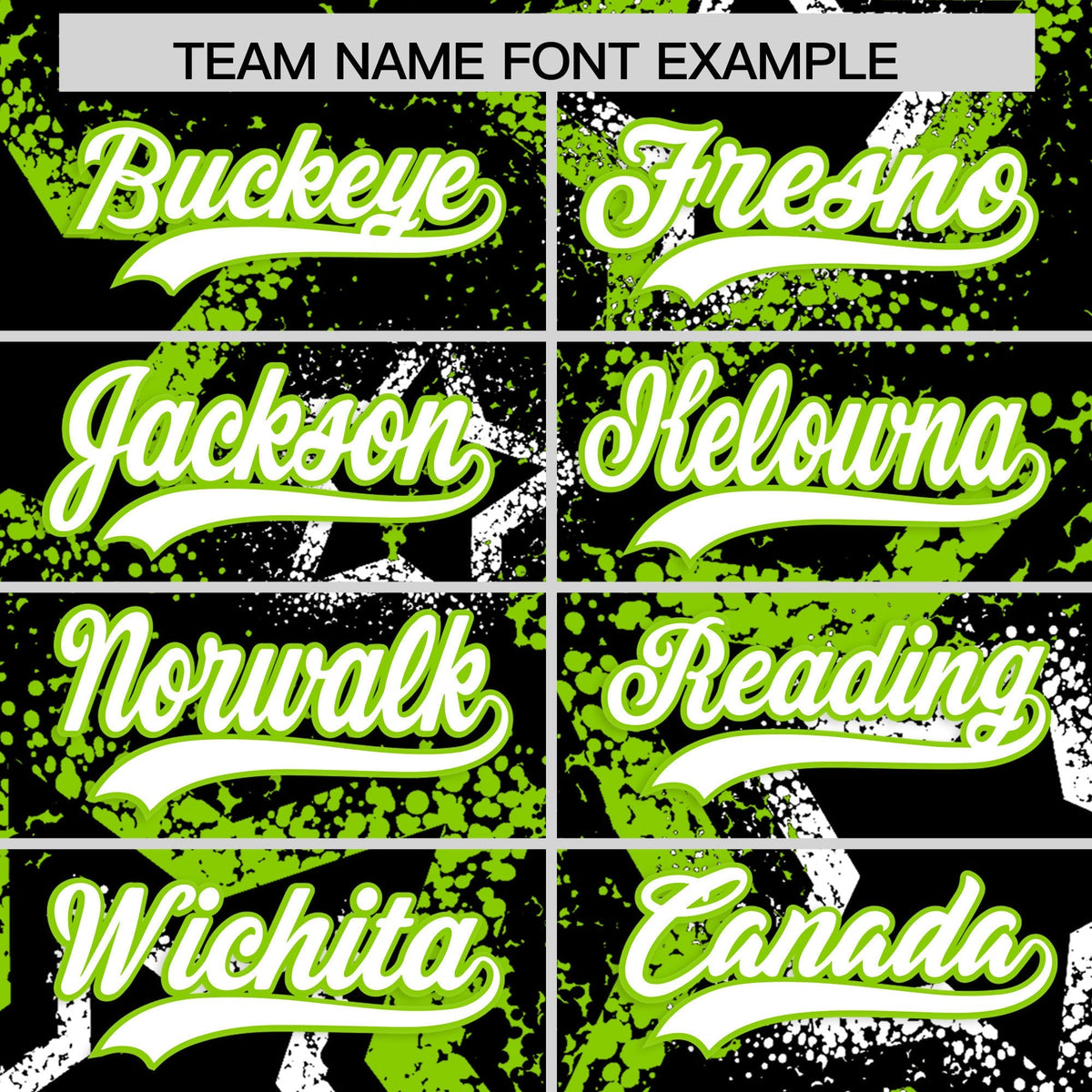 Custom Black White Neon Green Star-Shaped Ink Texture Graffiti Pattern Baseball Jersey | Sublimation Printed &amp; Stitched,Add Name and Numbern,Perfect for Parties,Perfect for Training | KXKSHOP