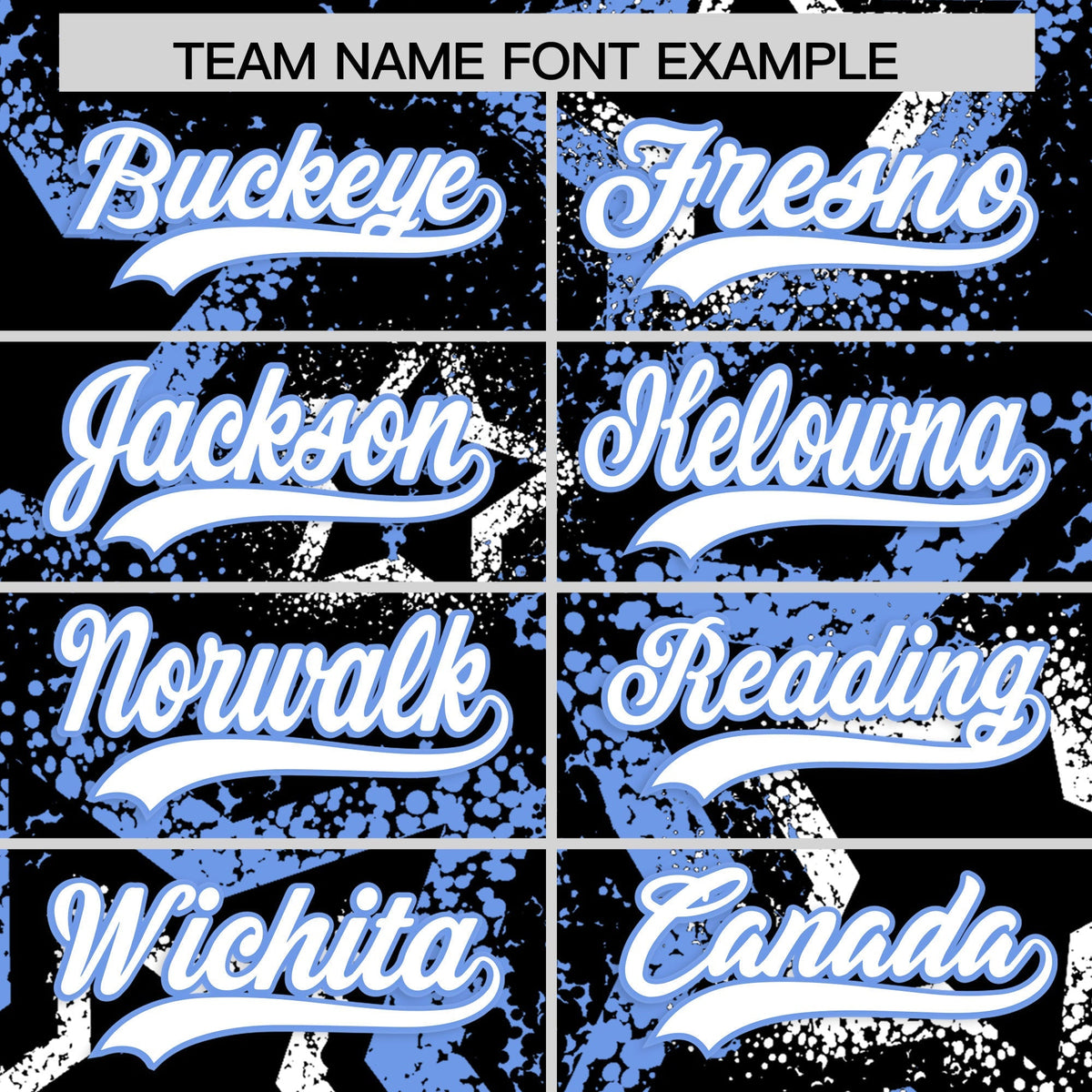 Custom Black White Light Blue Star-Shaped Ink Texture Graffiti Pattern Baseball Jersey | Sublimation Printed &amp; Stitched,Add Name and Numbern,Perfect for Parties,Perfect for Training | KXKSHOP