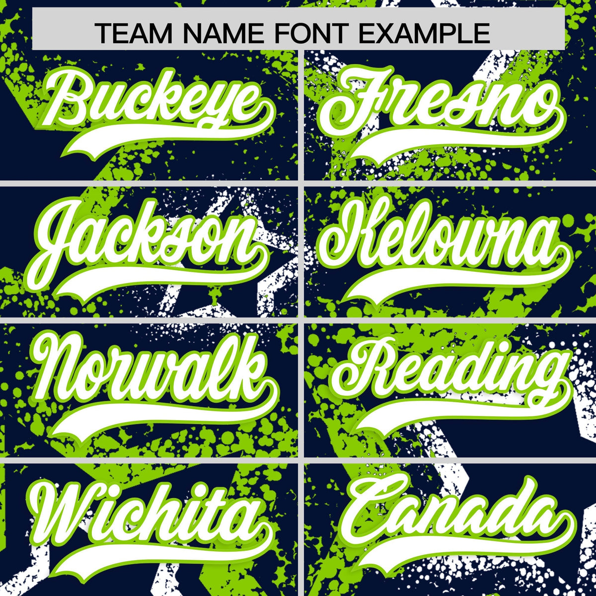 Custom Navy White Neon Green Star-Shaped Ink Texture Graffiti Pattern Baseball Jersey | Sublimation Printed &amp; Stitched,Add Name and Numbern,Perfect for Parties,Perfect for Training | KXKSHOP