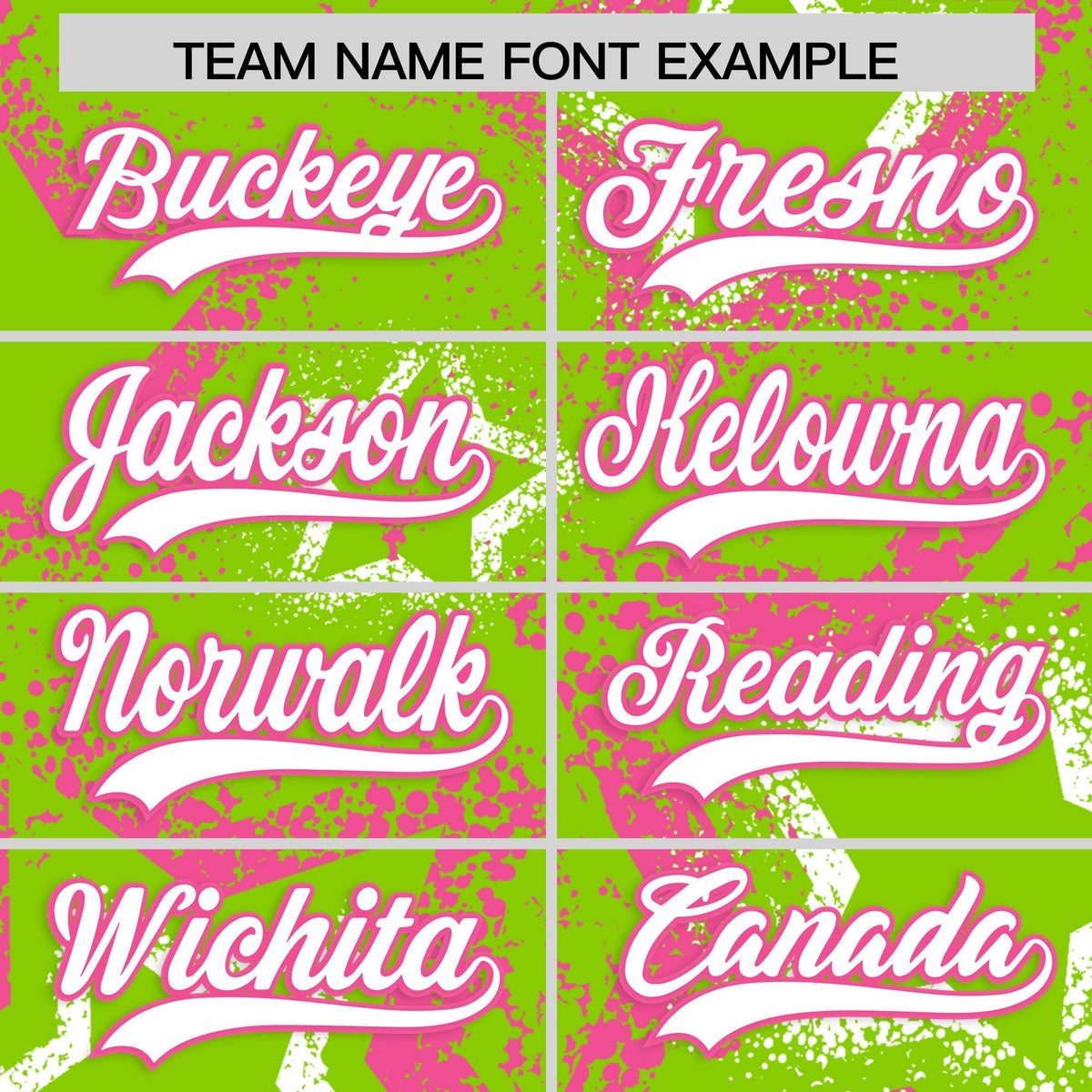 Custom Neon Green Pink White Star-Shaped Ink Texture Graffiti Pattern Baseball Jersey | Sublimation Printed &amp; Stitched,Add Name and Numbern,Perfect for Parties,Perfect for Training | KXKSHOP