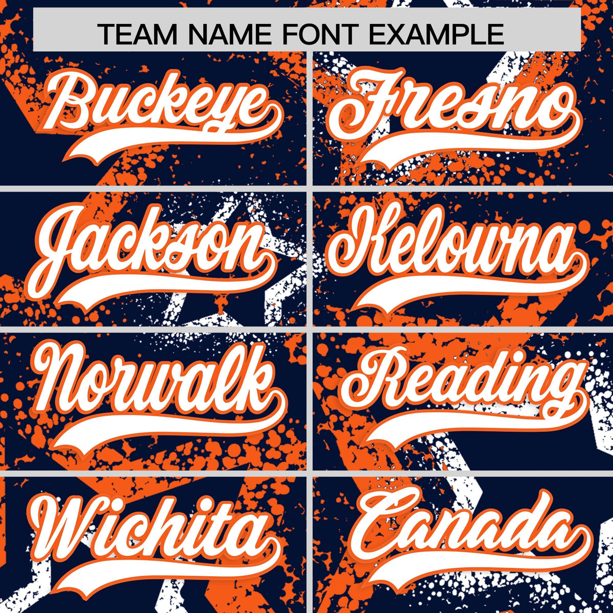 Custom Navy White Orange Star-Shaped Ink Texture Graffiti Pattern Baseball Jersey | Sublimation Printed &amp; Stitched,Add Name and Numbern,Perfect for Parties,Perfect for Training | KXKSHOP