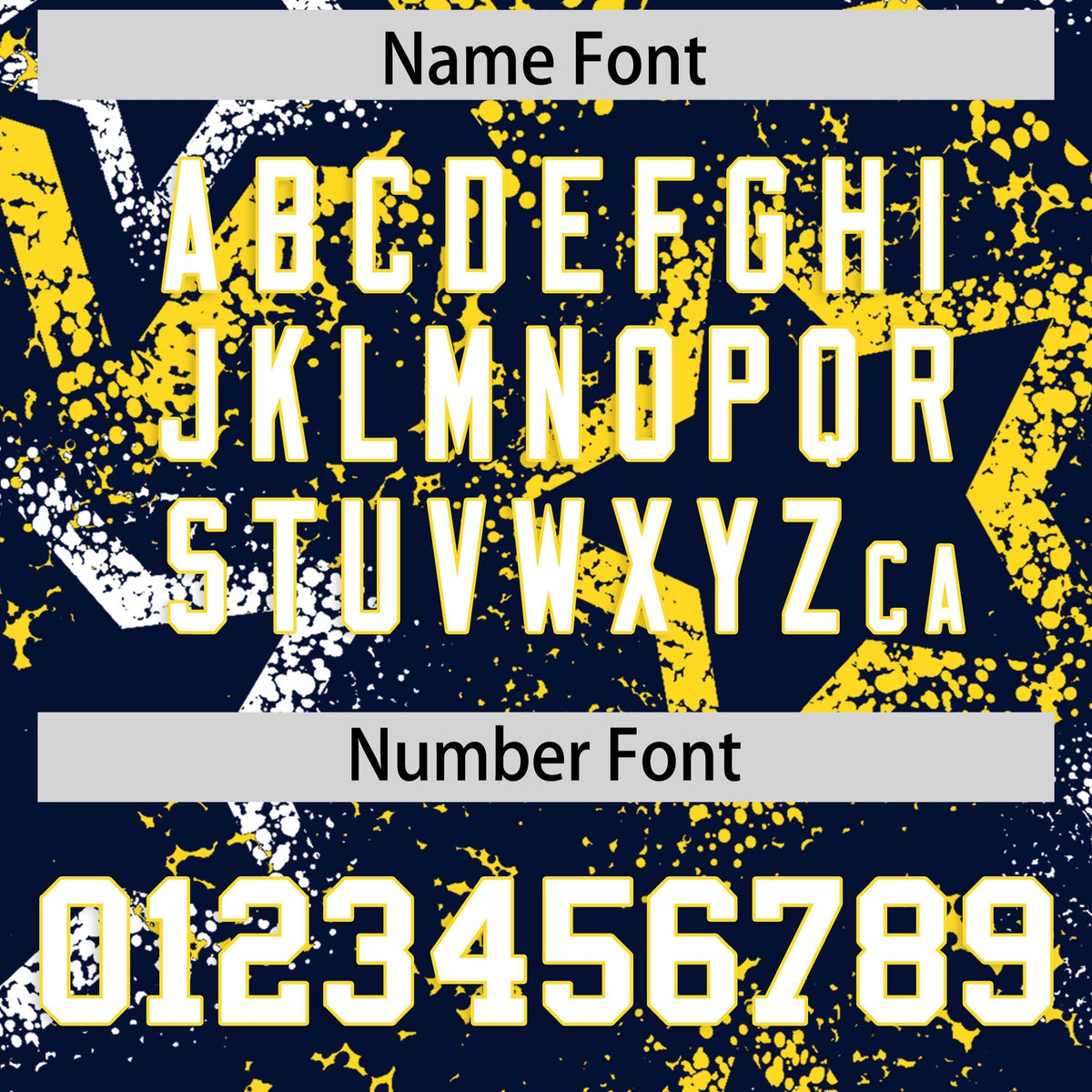 Custom Navy White Gold Star-Shaped Ink Texture Graffiti Pattern Baseball Jersey | Sublimation Printed &amp; Stitched,Add Name and Numbern,Perfect for Parties,Perfect for Training | KXKSHOP