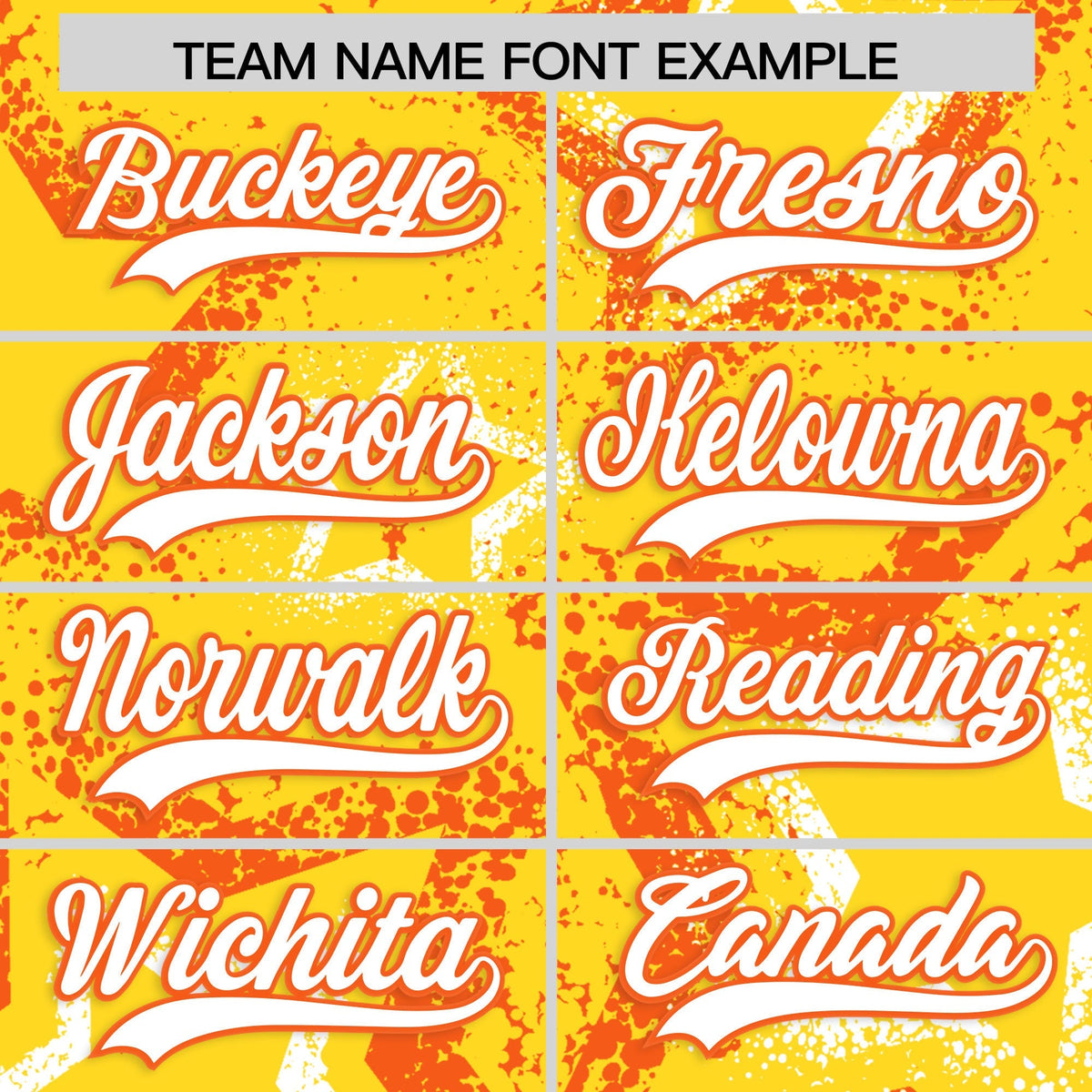 Custom Gold Orange White Star-Shaped Ink Texture Graffiti Pattern Baseball Jersey | Sublimation Printed &amp; Stitched,Add Name and Numbern,Perfect for Parties,Perfect for Training | KXKSHOP