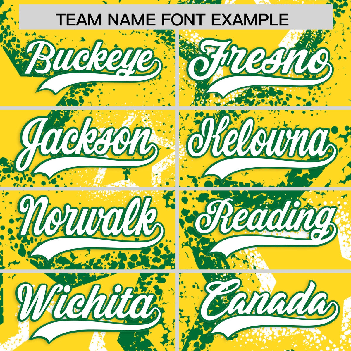 Custom Gold White Kelly Green Star-Shaped Ink Texture Graffiti Pattern Baseball Jersey | Sublimation Printed &amp; Stitched,Add Name and Numbern,Perfect for Parties,Perfect for Training | KXKSHOP