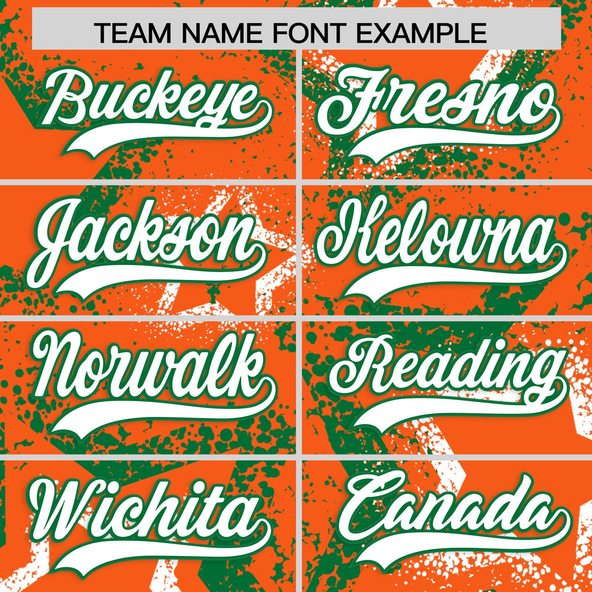 Custom Orange Kelly Green White Star-Shaped Ink Texture Graffiti Pattern Baseball Jersey | Sublimation Printed &amp; Stitched,Add Name and Numbern,Perfect for Parties,Perfect for Training | KXKSHOP
