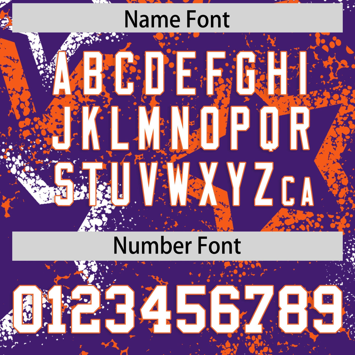 Custom Purple White Orange Star-Shaped Ink Texture Graffiti Pattern Baseball Jersey | Sublimation Printed &amp; Stitched,Add Name and Numbern,Perfect for Parties,Perfect for Training | KXKSHOP