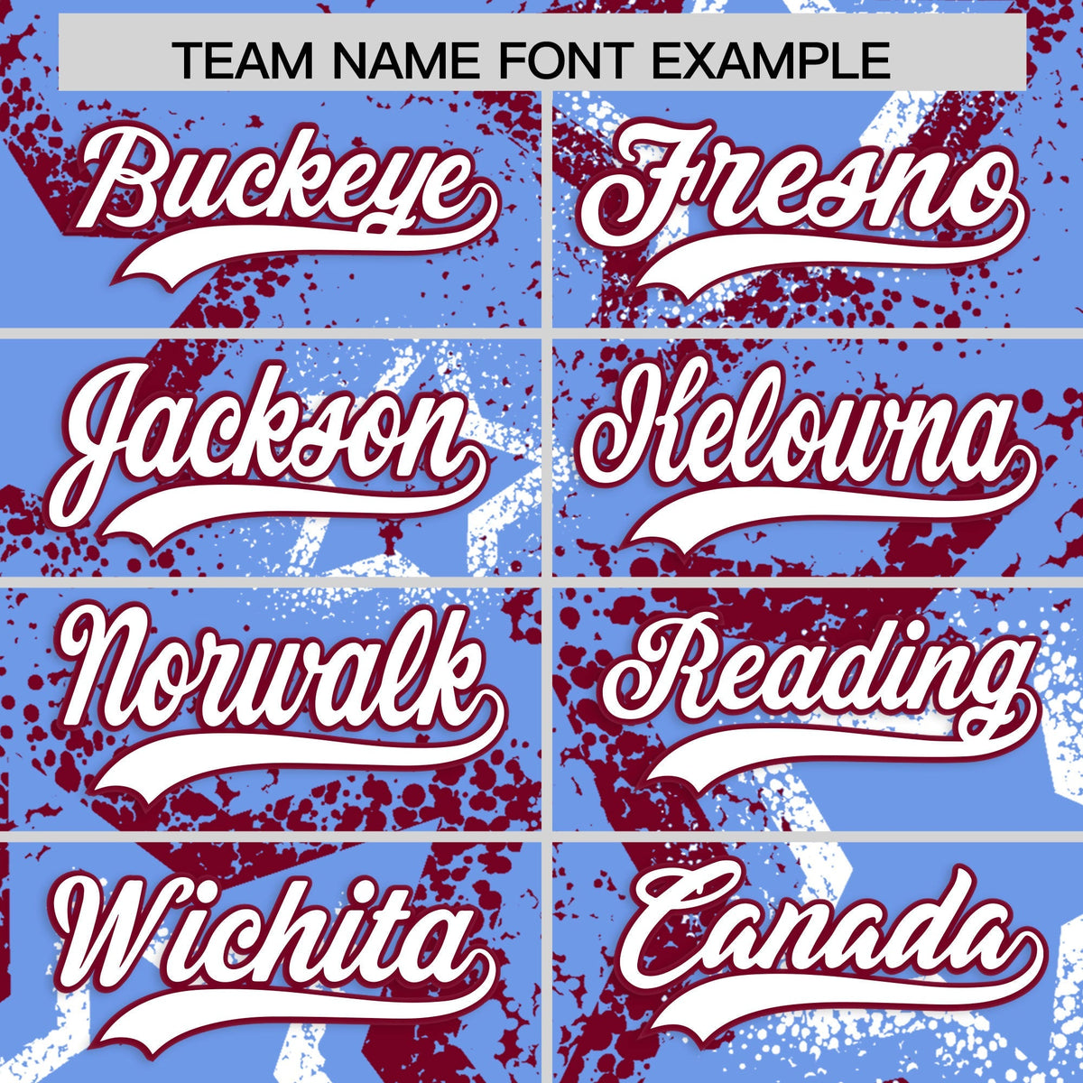 Custom Light Blue White Crimson Star-Shaped Ink Texture Graffiti Pattern Baseball Jersey | Sublimation Printed &amp; Stitched,Add Name and Numbern,Perfect for Parties,Perfect for Training | KXKSHOP