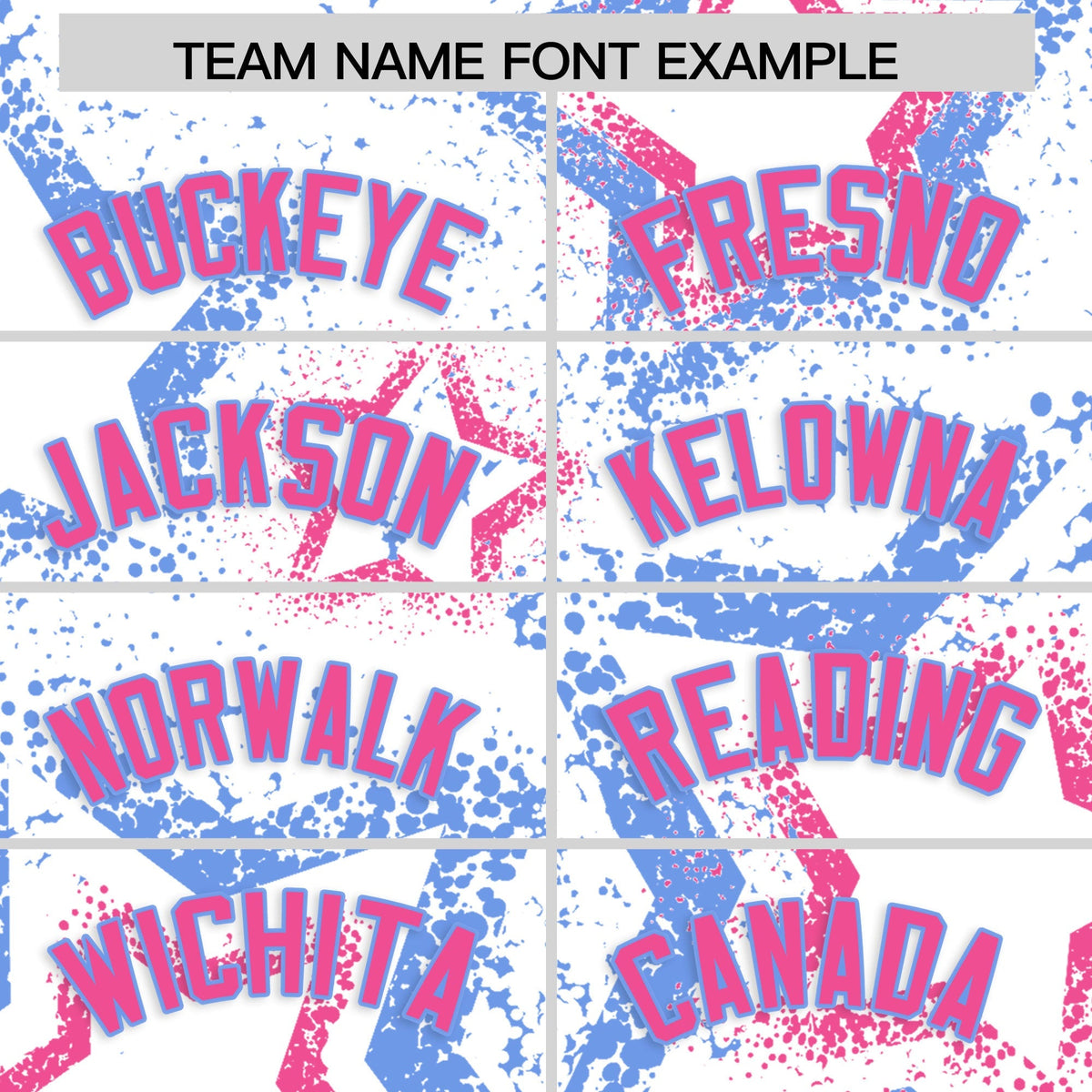 Custom White Light Blue Pink Star-Shaped Ink Texture Graffiti Pattern Baseball Jersey | Sublimation Printed &amp; Stitched,Add Name and Numbern,Perfect for Parties,Perfect for Training | KXKSHOP