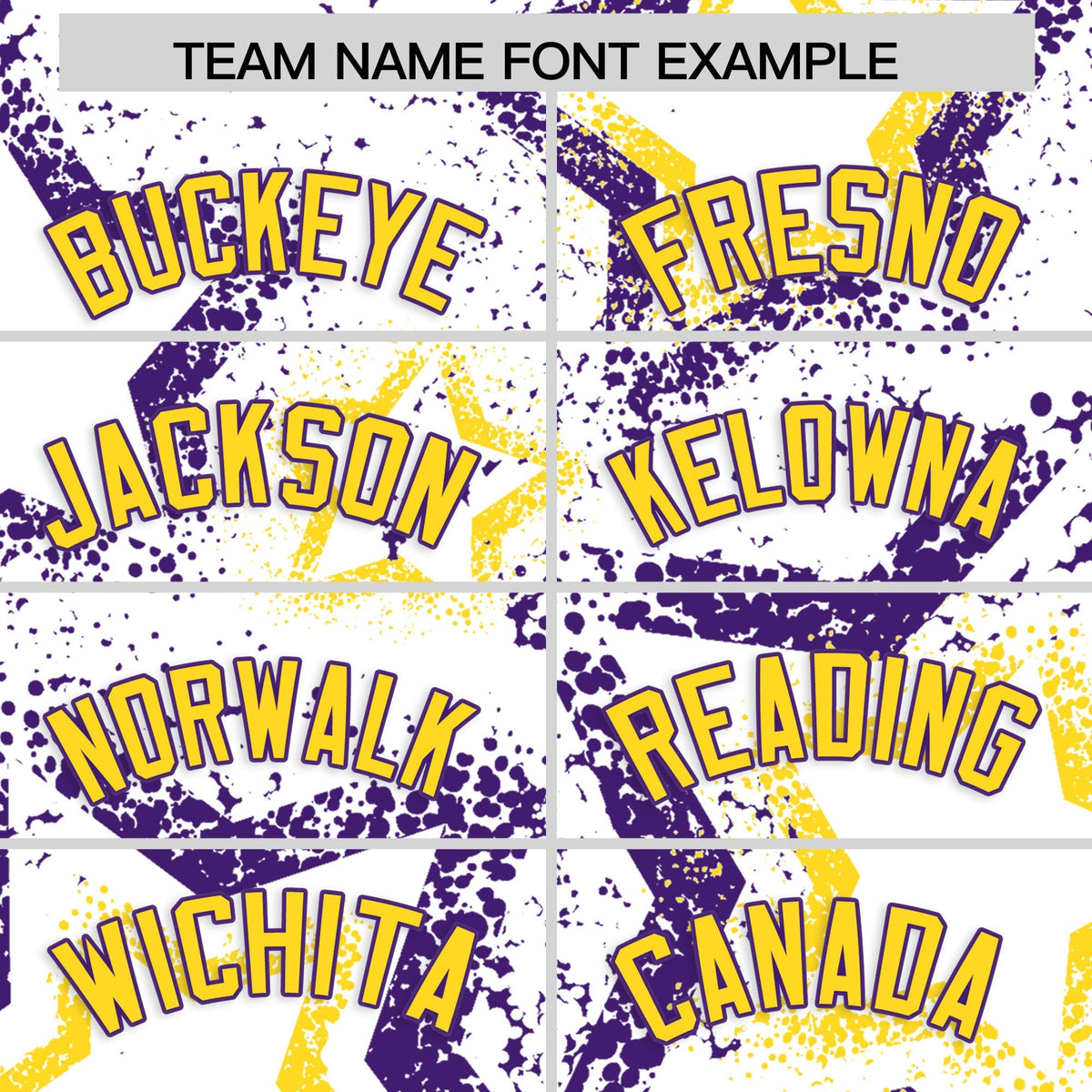 Custom White Gold Purple Star-Shaped Ink Texture Graffiti Pattern Baseball Jersey | Sublimation Printed &amp; Stitched,Add Name and Numbern,Perfect for Parties,Perfect for Training | KXKSHOP