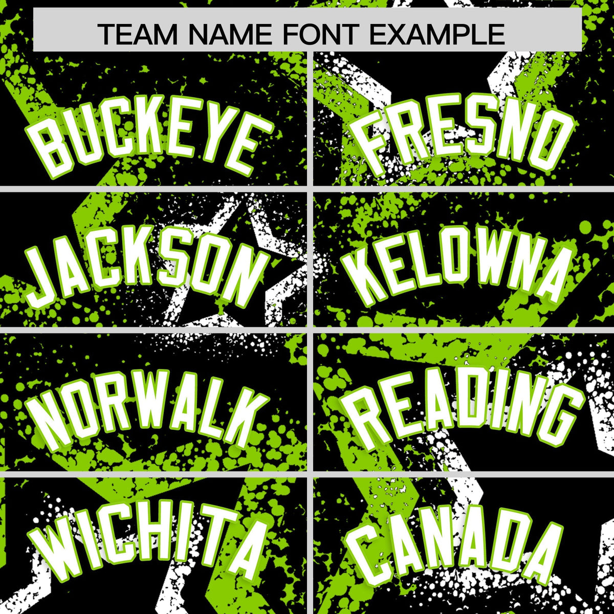 Custom Black White Neon Green Star-Shaped Ink Texture Graffiti Pattern Baseball Jersey | Sublimation Printed &amp; Stitched,Add Name and Numbern,Perfect for Parties,Perfect for Training | KXKSHOP
