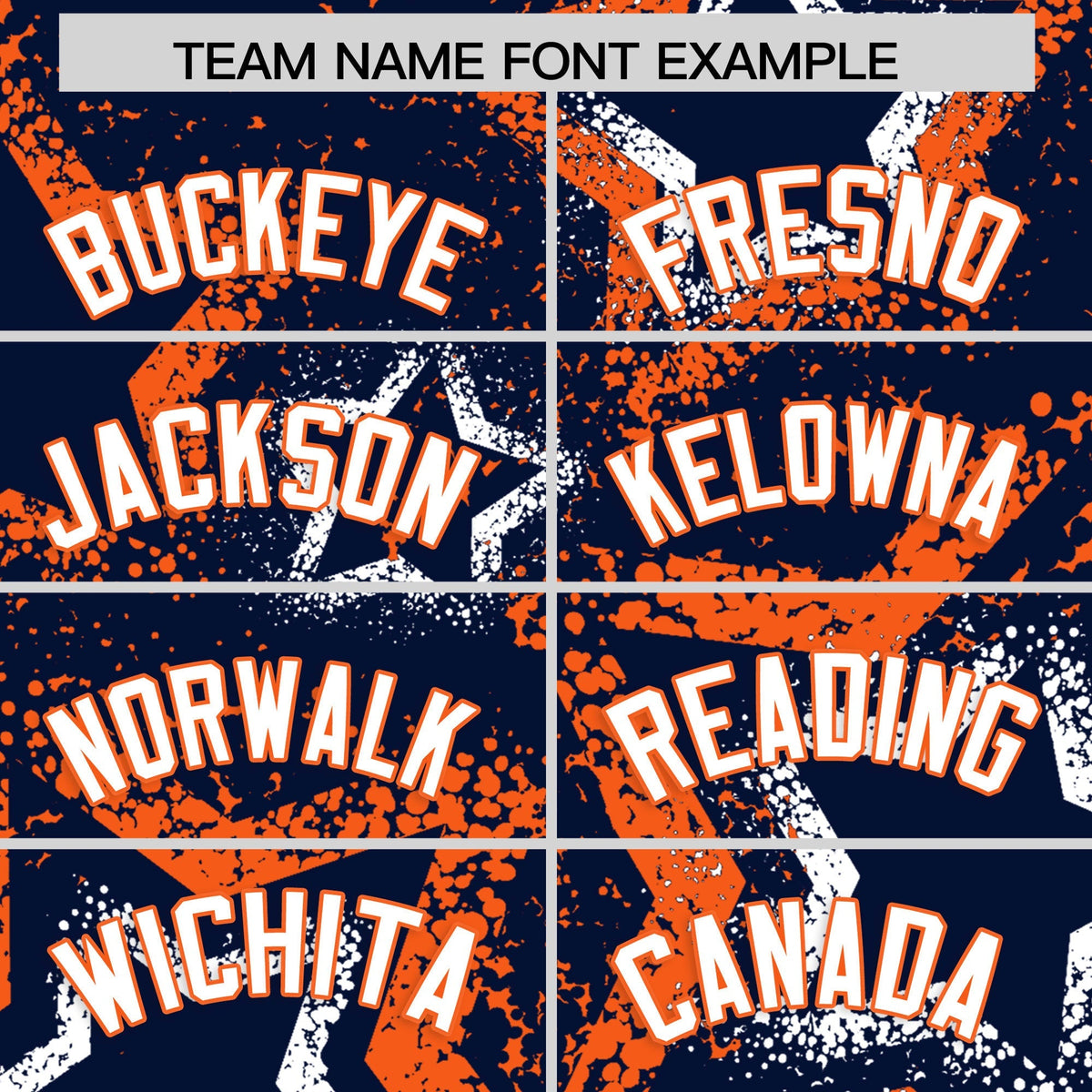 Custom Navy White Orange Star-Shaped Ink Texture Graffiti Pattern Baseball Jersey | Sublimation Printed &amp; Stitched,Add Name and Numbern,Perfect for Parties,Perfect for Training | KXKSHOP