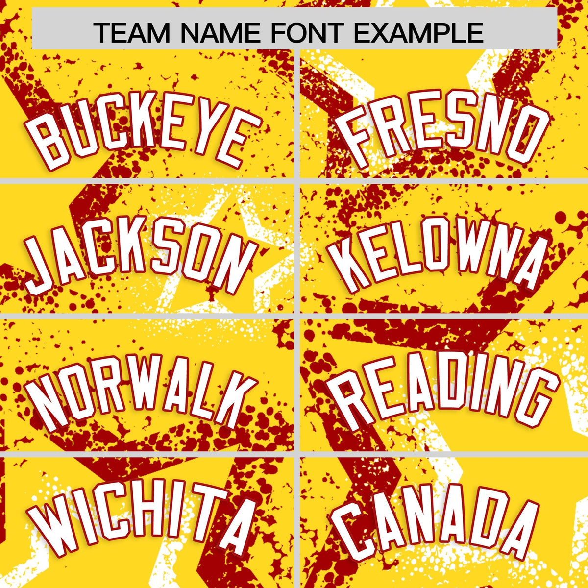 Custom Gold White Red Star-Shaped Ink Texture Graffiti Pattern Baseball Jersey | Sublimation Printed &amp; Stitched,Add Name and Numbern,Perfect for Parties,Perfect for Training | KXKSHOP