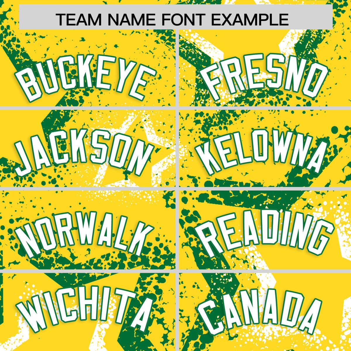 Custom Gold White Kelly Green Star-Shaped Ink Texture Graffiti Pattern Baseball Jersey | Sublimation Printed &amp; Stitched,Add Name and Numbern,Perfect for Parties,Perfect for Training | KXKSHOP