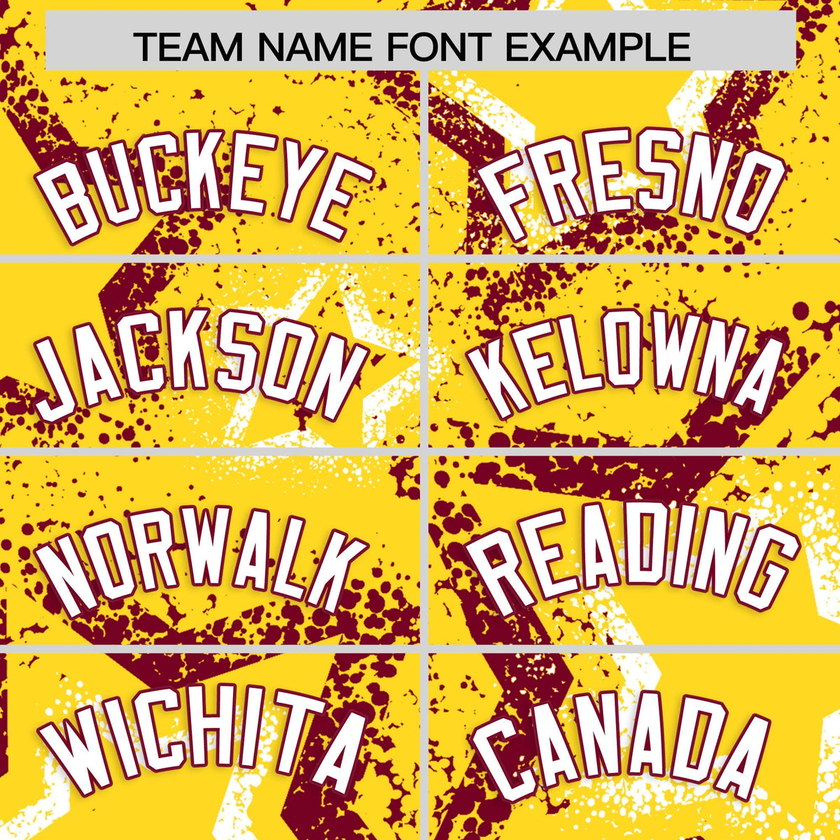 Custom Gold White Crimson Star-Shaped Ink Texture Graffiti Pattern Baseball Jersey | Sublimation Printed &amp; Stitched,Add Name and Numbern,Perfect for Parties,Perfect for Training | KXKSHOP