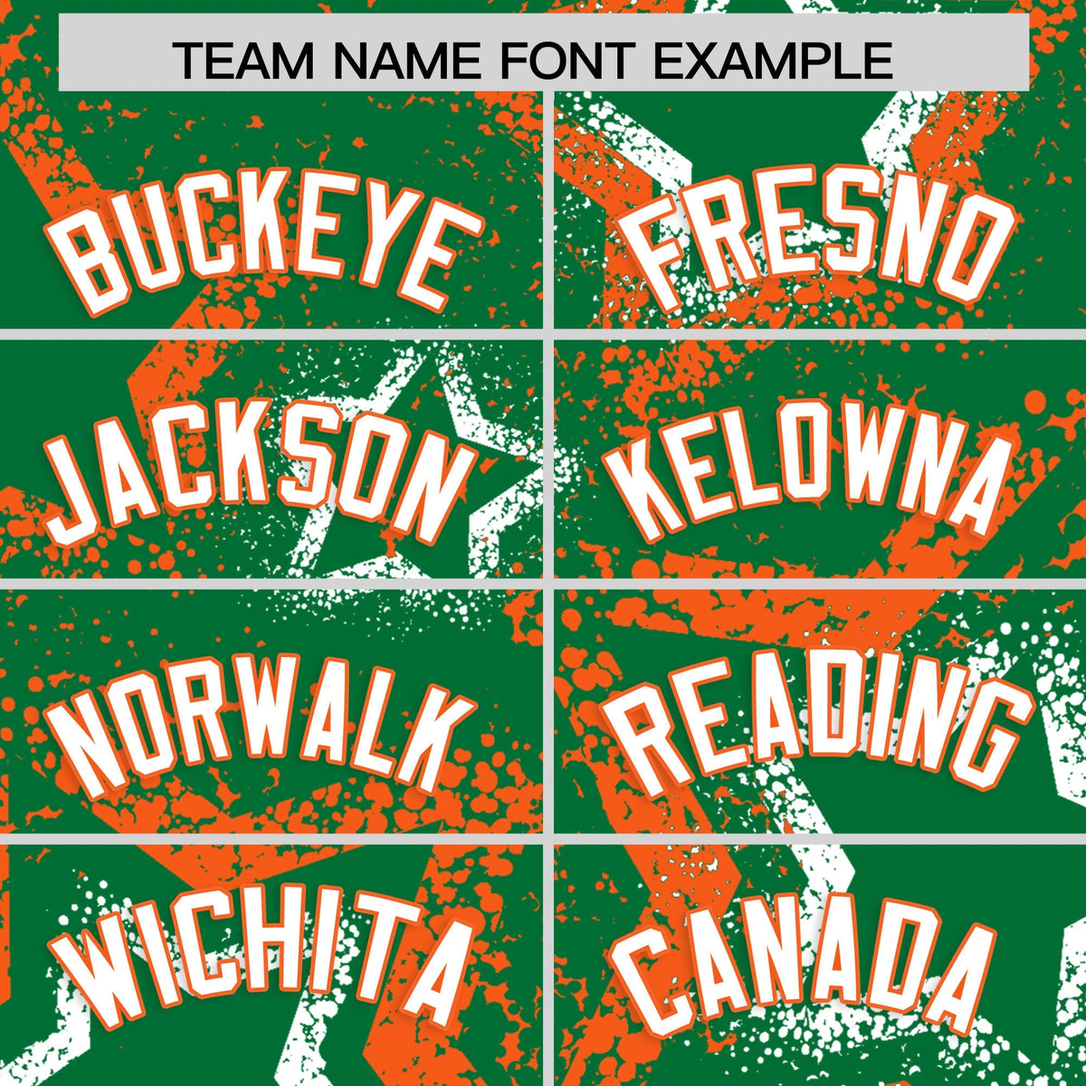 Custom Kelly Green White Orange Star-Shaped Ink Texture Graffiti Pattern Baseball Jersey | Sublimation Printed &amp; Stitched,Add Name and Numbern,Perfect for Parties,Perfect for Training | KXKSHOP