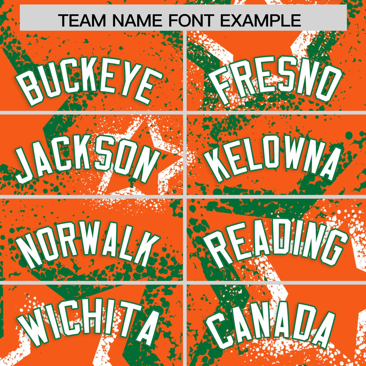 Custom Orange White Kelly Green Star-Shaped Ink Texture Graffiti Pattern Baseball Jersey | Sublimation Printed &amp; Stitched,Add Name and Numbern,Perfect for Parties,Perfect for Training | KXKSHOP