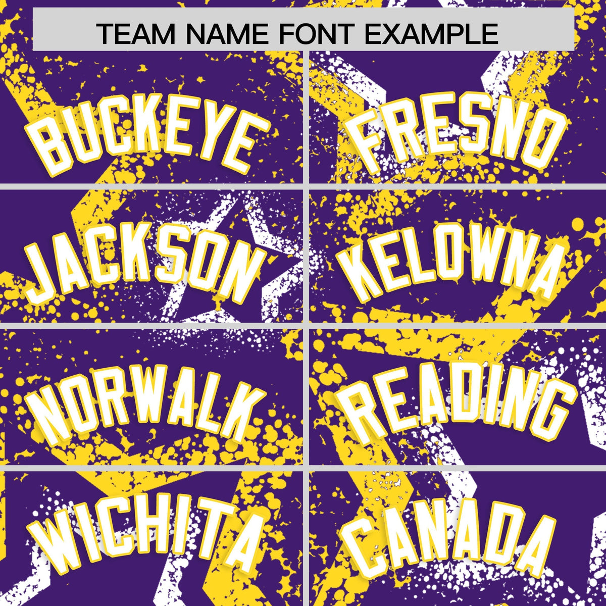 Custom Purple White Gold Star-Shaped Ink Texture Graffiti Pattern Baseball Jersey | Sublimation Printed &amp; Stitched,Add Name and Numbern,Perfect for Parties,Perfect for Training | KXKSHOP