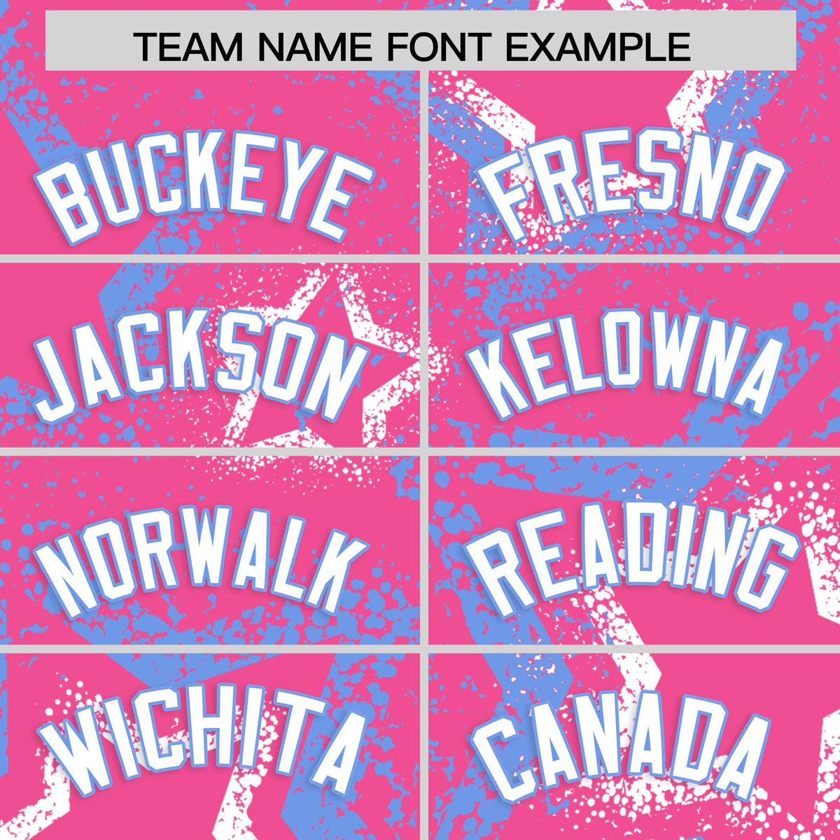 Custom Pink White Light Blue Star-Shaped Ink Texture Graffiti Pattern Baseball Jersey | Sublimation Printed &amp; Stitched,Add Name and Numbern,Perfect for Parties,Perfect for Training | KXKSHOP
