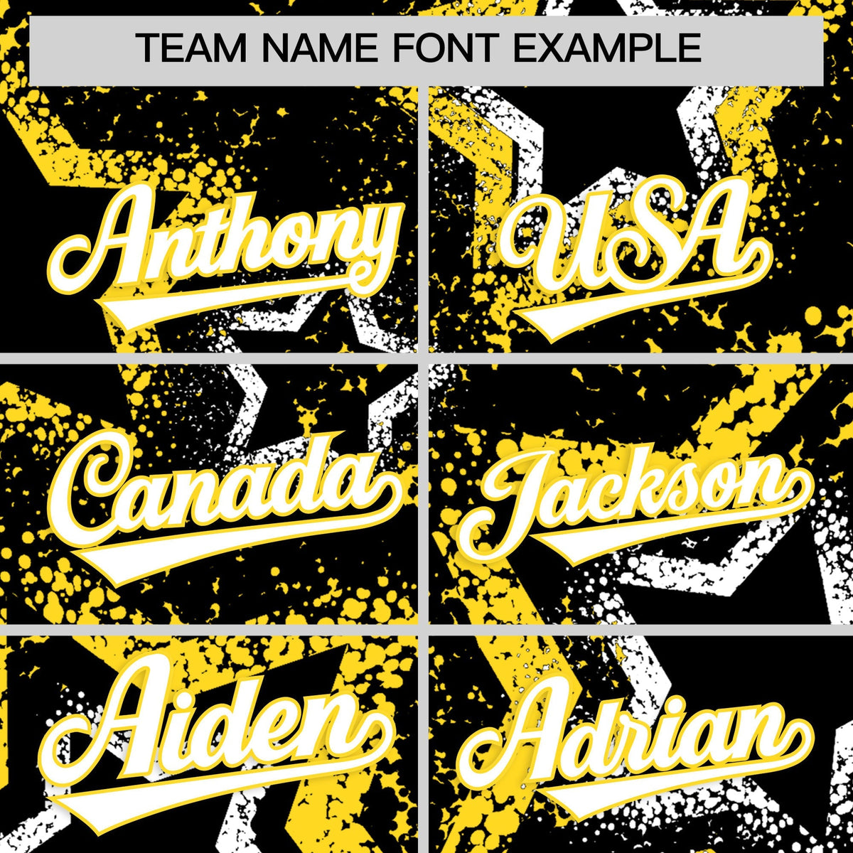 Custom Black White Gold Star-Shaped Ink Texture Graffiti Pattern Baseball Jersey | Sublimation Printed &amp; Stitched,Add Name and Numbern,Perfect for Parties,Perfect for Training | KXKSHOP