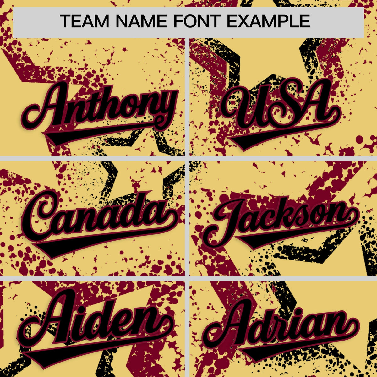 Custom Khaki Black Crimson Star-Shaped Ink Texture Graffiti Pattern Baseball Jersey | Sublimation Printed &amp; Stitched,Add Name and Numbern,Perfect for Parties,Perfect for Training | KXKSHOP