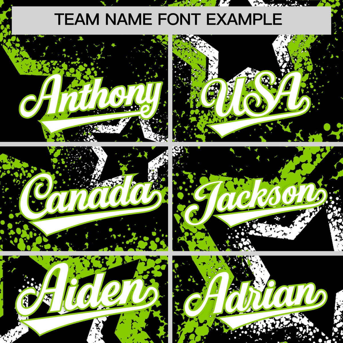Custom Black White Neon Green Star-Shaped Ink Texture Graffiti Pattern Baseball Jersey | Sublimation Printed &amp; Stitched,Add Name and Numbern,Perfect for Parties,Perfect for Training | KXKSHOP