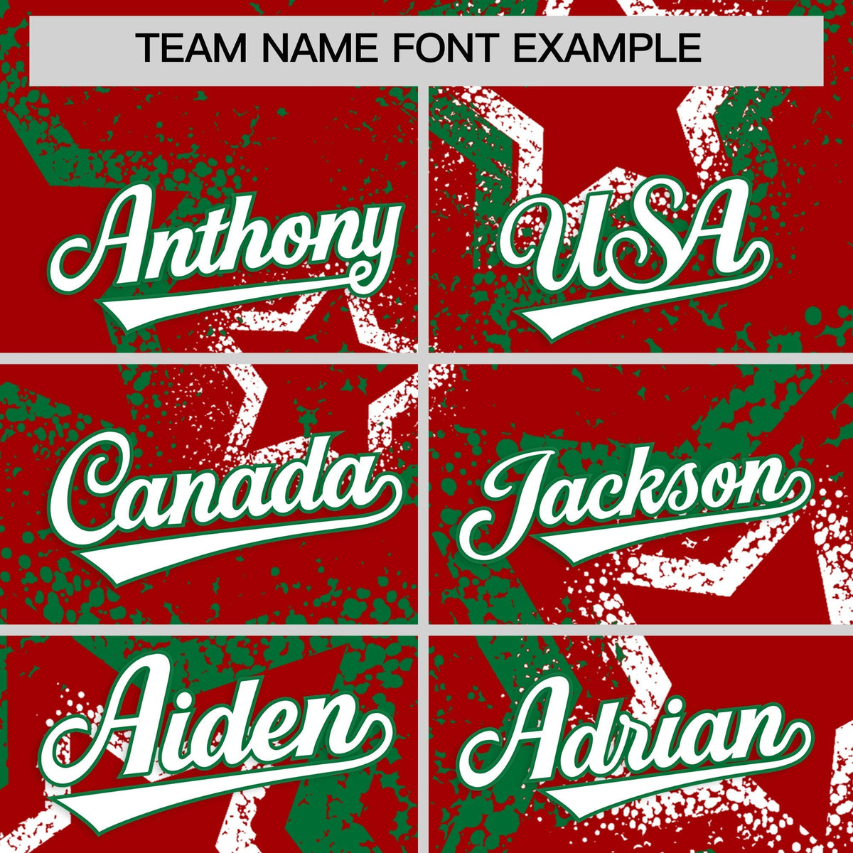 Custom Red White Kelly Green Star-Shaped Ink Texture Graffiti Pattern Baseball Jersey | Sublimation Printed &amp; Stitched,Add Name and Numbern,Perfect for Parties,Perfect for Training | KXKSHOP