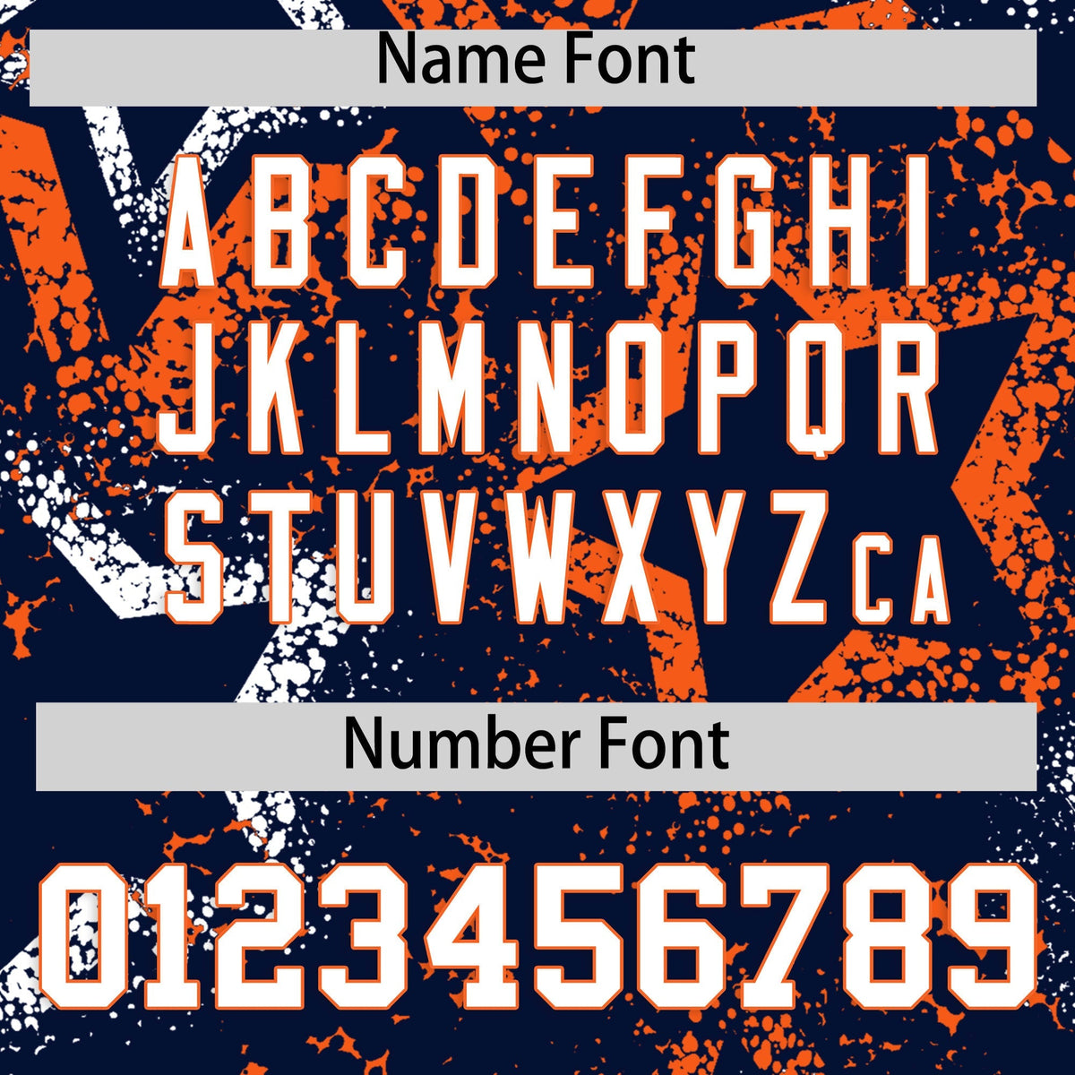 Custom Navy White Orange Star-Shaped Ink Texture Graffiti Pattern Baseball Jersey | Sublimation Printed &amp; Stitched,Add Name and Numbern,Perfect for Parties,Perfect for Training | KXKSHOP