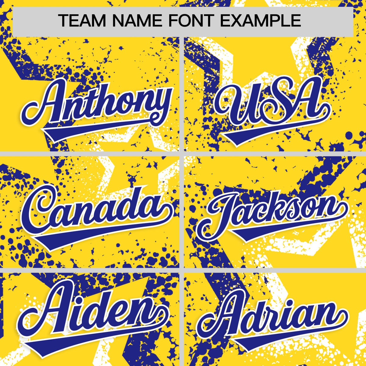 Custom Gold White Royal Blue Star-Shaped Ink Texture Graffiti Pattern Baseball Jersey | Sublimation Printed &amp; Stitched,Add Name and Numbern,Perfect for Parties,Perfect for Training | KXKSHOP