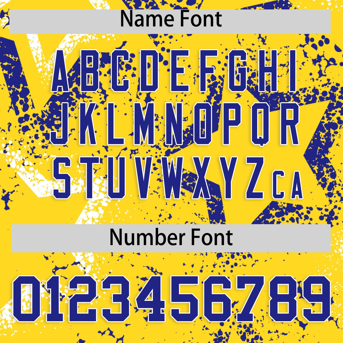 Custom Gold White Royal Blue Star-Shaped Ink Texture Graffiti Pattern Baseball Jersey | Sublimation Printed &amp; Stitched,Add Name and Numbern,Perfect for Parties,Perfect for Training | KXKSHOP