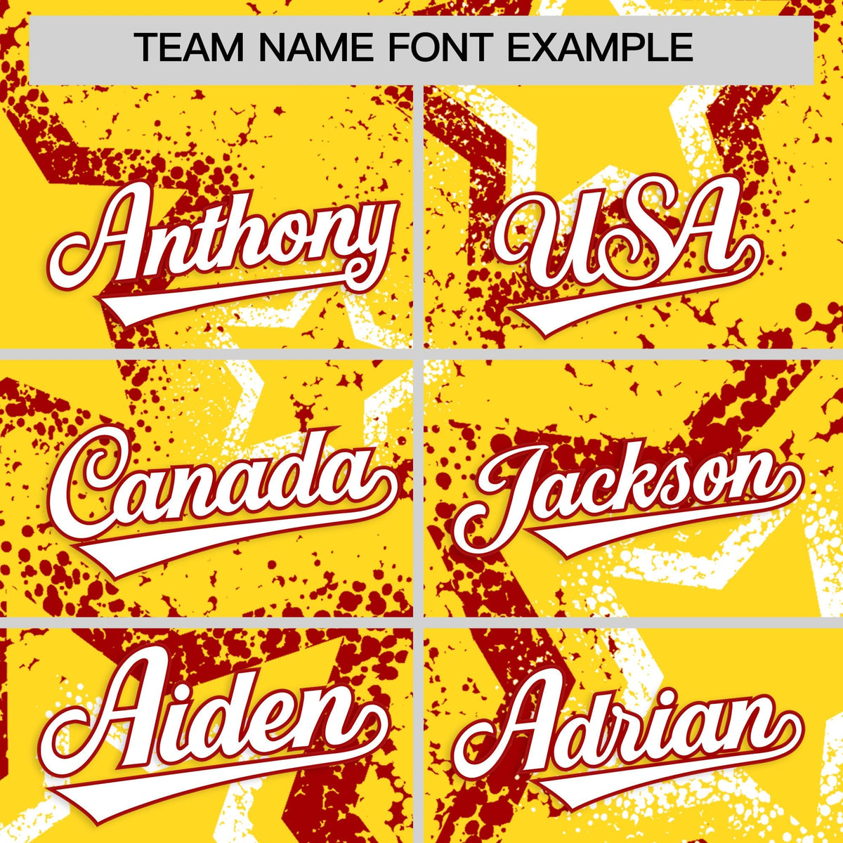 Custom Gold White Red Star-Shaped Ink Texture Graffiti Pattern Baseball Jersey | Sublimation Printed &amp; Stitched,Add Name and Numbern,Perfect for Parties,Perfect for Training | KXKSHOP