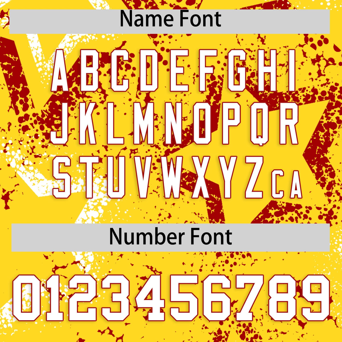 Custom Gold White Red Star-Shaped Ink Texture Graffiti Pattern Baseball Jersey | Sublimation Printed &amp; Stitched,Add Name and Numbern,Perfect for Parties,Perfect for Training | KXKSHOP