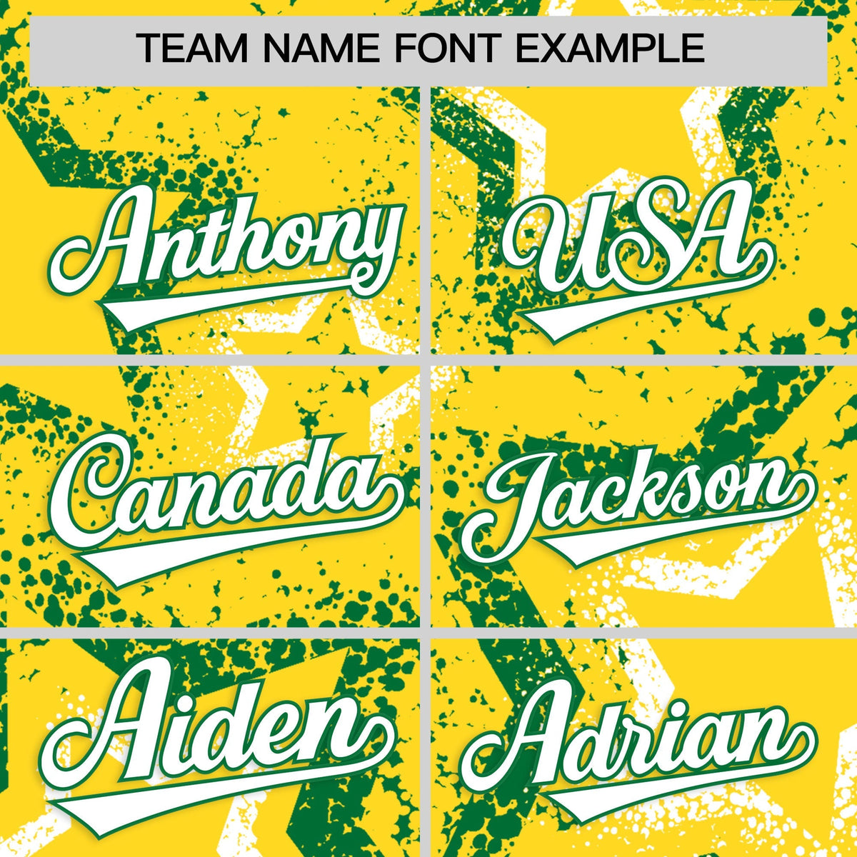Custom Gold White Kelly Green Star-Shaped Ink Texture Graffiti Pattern Baseball Jersey | Sublimation Printed &amp; Stitched,Add Name and Numbern,Perfect for Parties,Perfect for Training | KXKSHOP