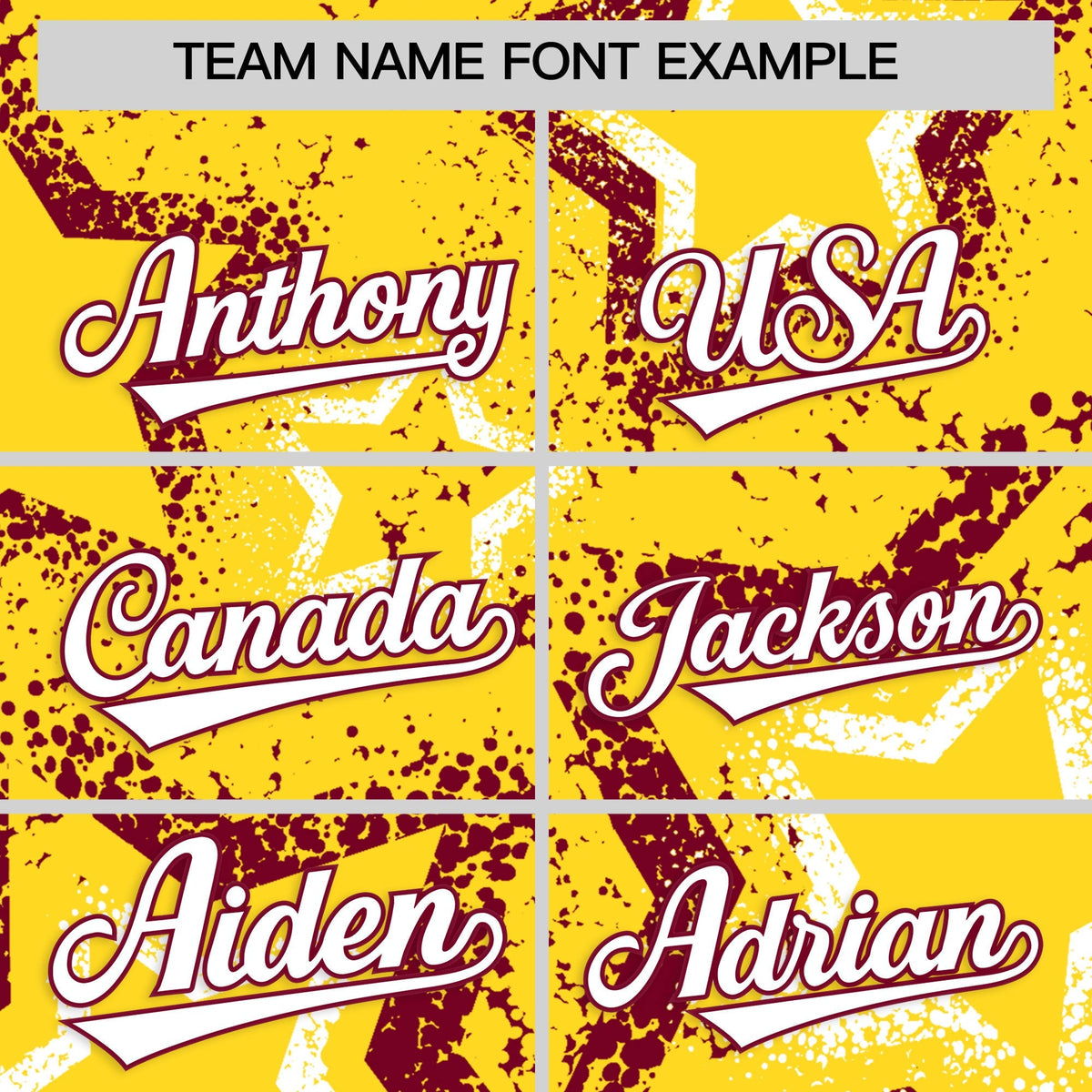 Custom Gold White Crimson Star-Shaped Ink Texture Graffiti Pattern Baseball Jersey | Sublimation Printed &amp; Stitched,Add Name and Numbern,Perfect for Parties,Perfect for Training | KXKSHOP